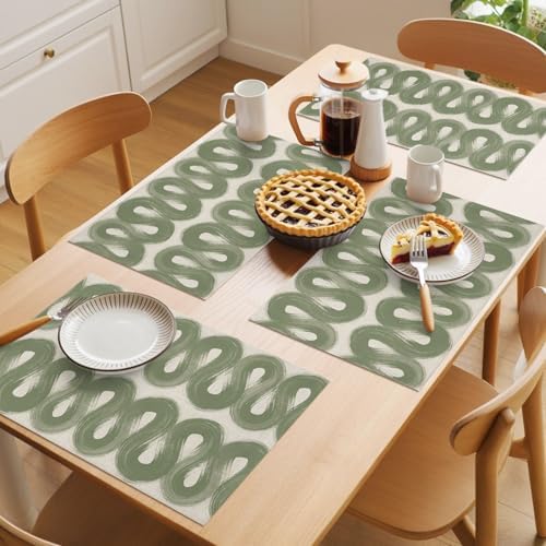 Round Placemats Set of 8 Neutral Waves Place Mats Nature Minimalist