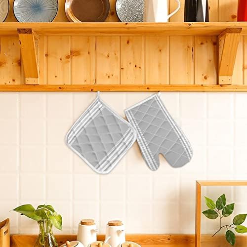 Quilted Cotton Terry Cloth Oven Mitt, Pot Holder Thanksgiving Grey