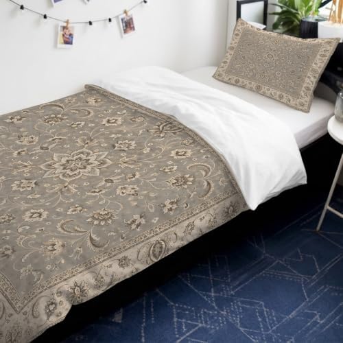 Beige Floral Boho Duvet Cover Queen Size,Quilt Cover 90"x90" with
