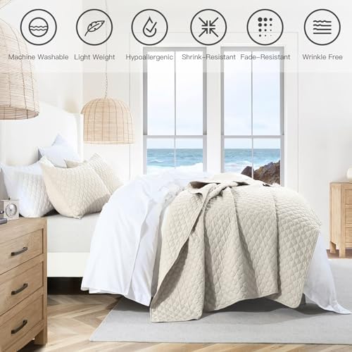 HORIMOTE HOME Quilt Set King Size Beige Bedspread, Modern Style