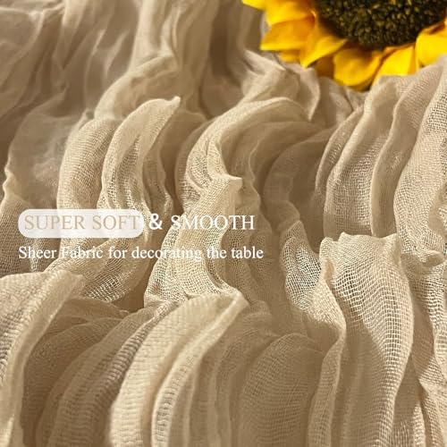 3Pack Beige Cheese Cloth Table Runner,17 x 108 inch Beige Table
