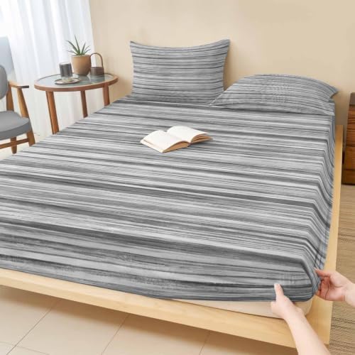 Fitted Sheets Elastic Deep Pocket Bed Sheet Twin XL Abstract Gray