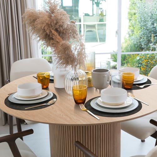 ADRIMER Round Placemats Set of 12, Heat Resistant 13 Inch, Dark Grey