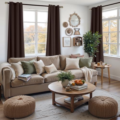 YoungsTex Brown Blackout Curtains for Bedroom 72 Inches Long 2 Panels