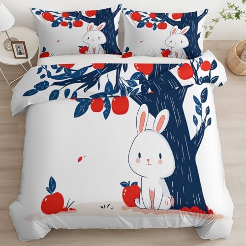 California King Duvet Cover Set Cartoon Illustrations Fruit Trees