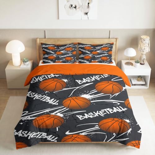 King Duvet Cover Set Soft Microfiber Graffiti Basketball