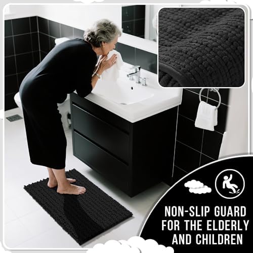 Yimobra Chenille Bath Mat Set – Non-Slip, Ultra Soft Absorbent