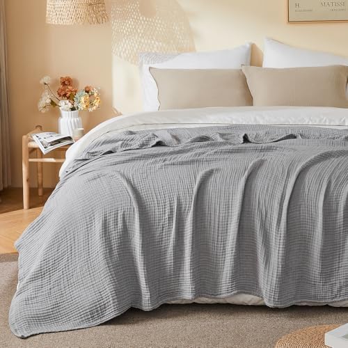 EMME Muslin Cotton Blanket Adults Heather Grey King 108" X 90"