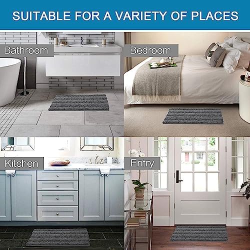 H.VERSAILTEX Grey Bathroom Rug Set Bath Mats, 2 Piece Bath Rugs Non