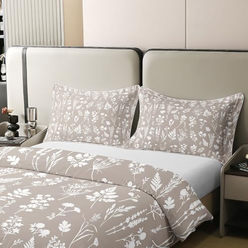 Erosebridal Beige Gray 100% Cotton Comforter Cover Queen Fresh