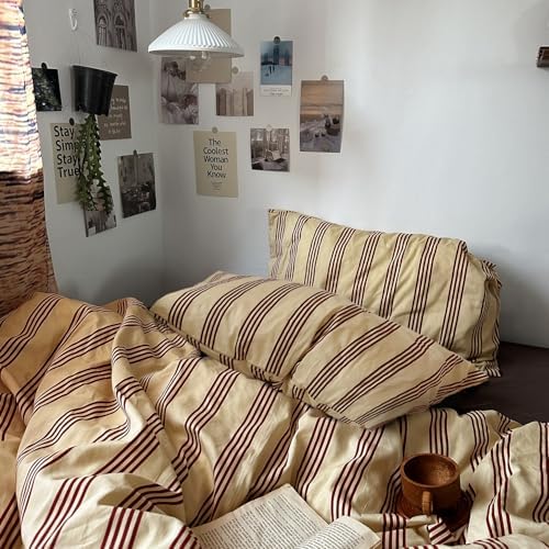 mixinni Vintage Striped Comforter Set King Size - Soft Cotton 3-Piece