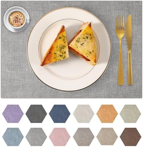 Faux Leather Placemats Set of 8 Washable PU Table mats for Kitchen