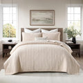 Homzard California King Size Quilts Bedding Set,100% Cotton Beige