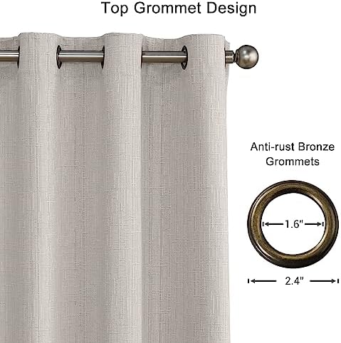 Linen Curtains 108 inch Length 2 Panels Burlap Textured 52x108 Beige