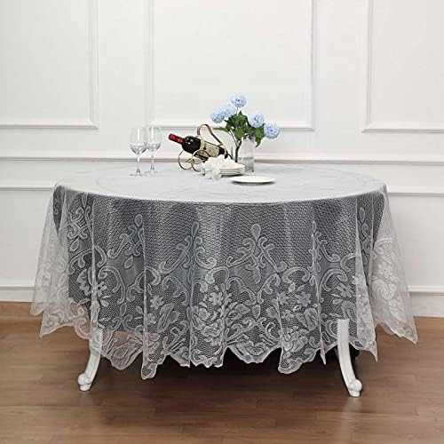 Tableclothsfactory 90" Ivory Premium Lace Round Tablecloth for Banquet