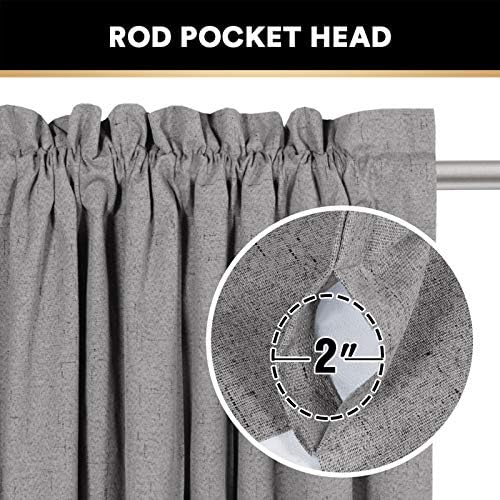 100% Blackout Curtains Primitive Linen Textured Curtain Drapes for
