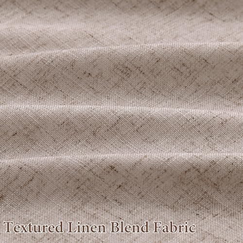 SMABU Extra Long Linen Curtains Pinch Pleated 108 Inches Oatmeal 2