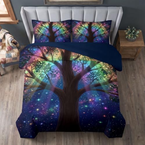 King Duvet Cover Set Soft Microfiber Fantasy Glowing Tree