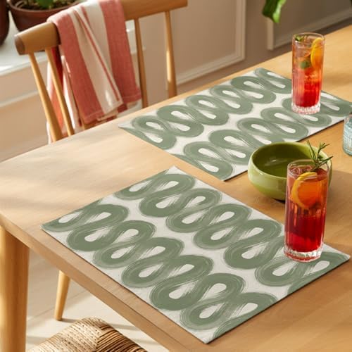 Round Placemats Set of 8 Neutral Waves Place Mats Nature Minimalist