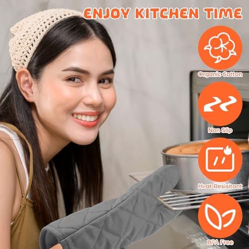 6 Pairs Heat Resistant Oven Mitts Kitchen Oven Gloves 11 Inch Long
