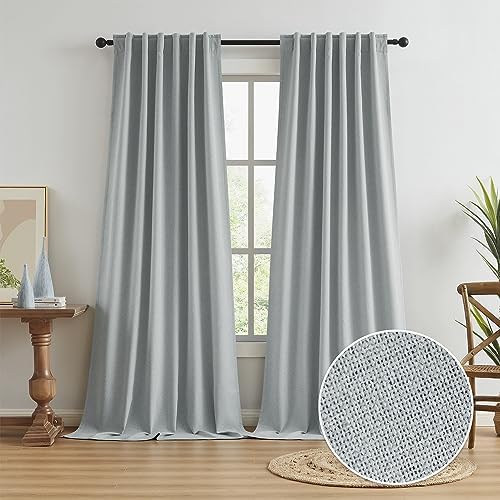 100% Blackout Linen Curtains, Full Shade Complete Light Blocking