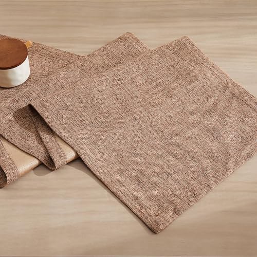 ZeeMart Burlap Style Farmhouse Table Runner, 14x72 Inches Brown
