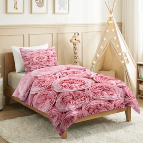 King Duvet Cover Set Soft Microfiber Valentine's Day Roses