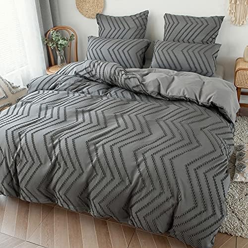 vctops Boho Wave Tufted Duvet Cover Set 3 Pieces Full Size Soft