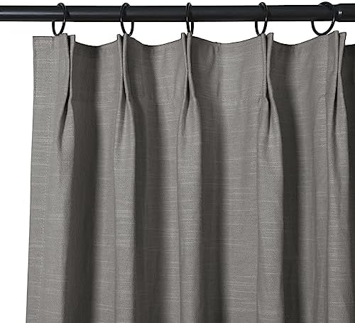 ChadMade Gray Pinch Pleat Linen Cotton Drapery 52 x 108 Inch with