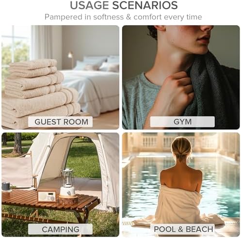 Comfort Spaces 4 Pc Bath Sheet Set 30x60, 100% Cotton 400GSM, Dark