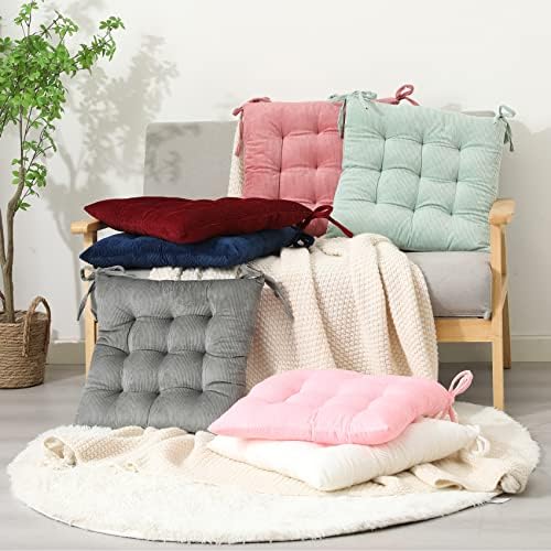 HLOVME Corduroy Chair Cushion with Ties Ultra Soft Warm Floor Cushion