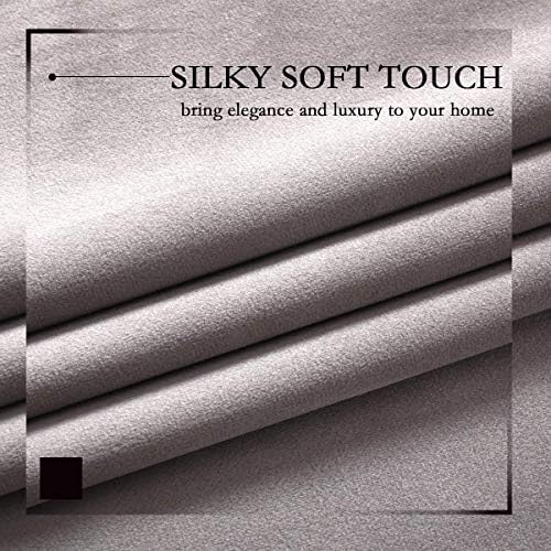 SPXTEX Grey Velvet Blackout Curtains - 120 Inch Long, Light Blocking