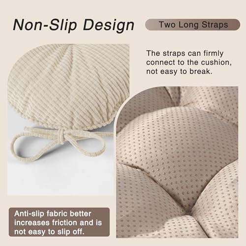 OVOV Kitchen Chair Cushions Set of 4, 17"X16", Non-Slip, Beige