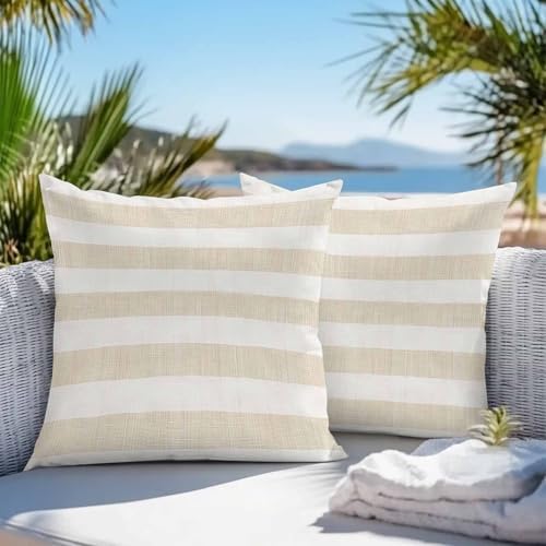 Yukro Striped Outdoor Waterproof Pillow Covers Pack of 2, Vintage