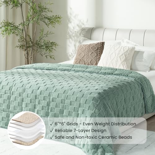 Drewin 15lbs Weighted Blanket Queen Size for Adults,Sage Green,60" x