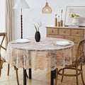 ASATEX 90 Inch Golden Linen Round Lace Tablecloth. LUT Linen Rou 90"