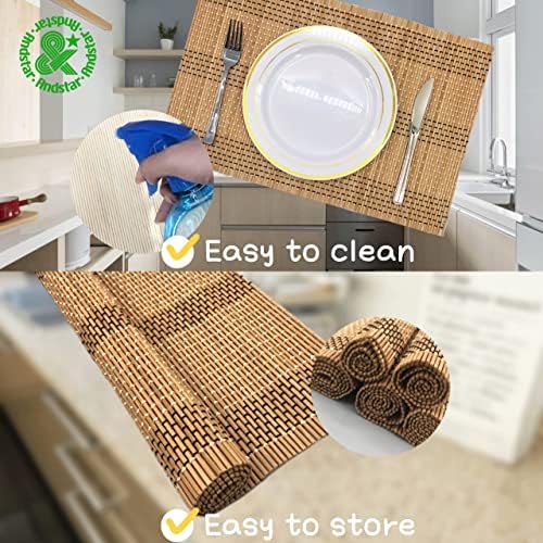 8-Pack 17.7x11.8 Bamboo Placemats, Non-Slip & Heat-Resistant, Brown