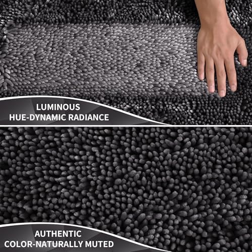 Yimobra Chenille Bathroom Rugs Non Slip, Extra Thick Soft Absorbent