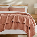 EverGrace Cotton Ribbed Matelassé Coverlet Set, King Size, Clay