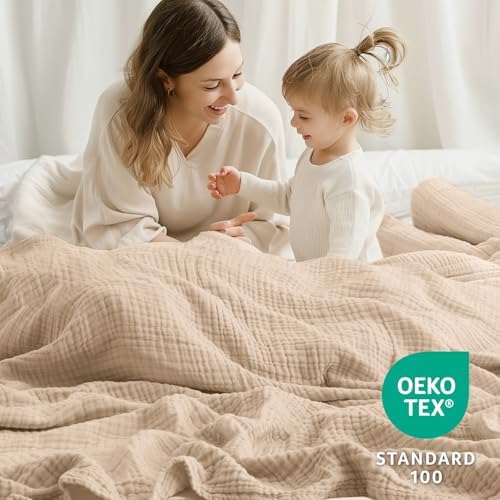 Cotton Muslin Blanket for Adults, 6-Layer, California King, 120 x 90