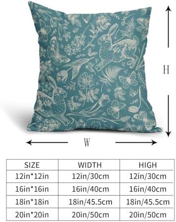 Teal Spring Easter Pillow Covers 22x22 Inch Set of 2 Rabbit Bunny