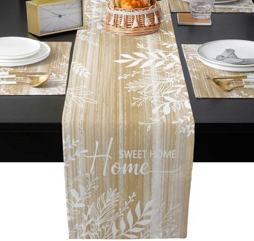 Vintage Tan Brown Table Runner and Placemats for Dining Table,Burlap