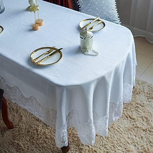 ARTABLE White Lace Oval Tablecloth Macrame Embroidered Modern