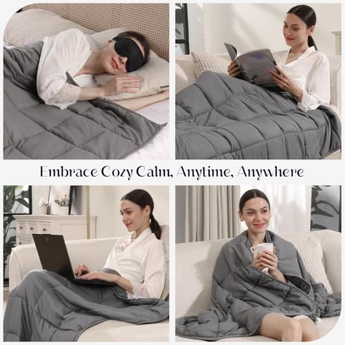 Weighted Blanket with Sleep Mask Twin Size 15lbs 48'' x 72'', Soft