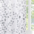 MYSKY HOME Grey Leaf Curtains 63 Inch Length for Bedroom Grommet 2