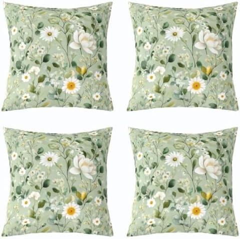 jejeloiu Teal Daisy Throw Pillow Covers Set of 2 Cute Flower