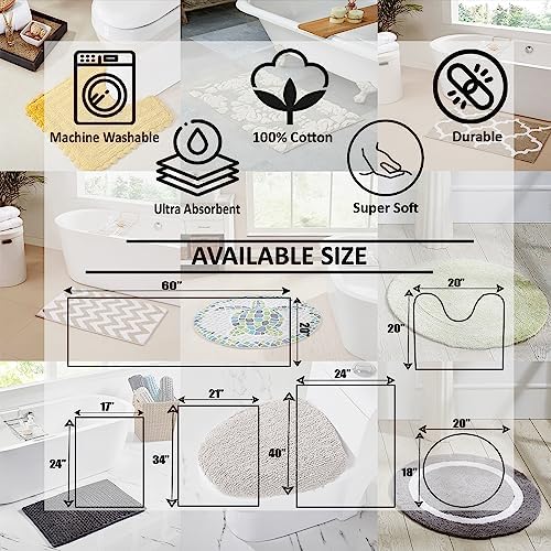 Better Trends 3 Piece Bathroom Rug Set 100% Cotton Non-Slip Washable