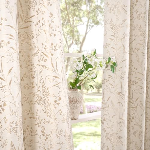 BGment Beige Linen Curtains for Living Room 63 Inch Length 2 Panels