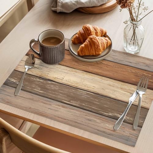 Placemats Set of 8, Farmhouse Beige Brown Woven Placemat, Linen Place