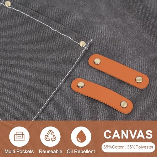 Unisex Woodworking Work Apron, 16oz Multi-Pocket Canvas Apron